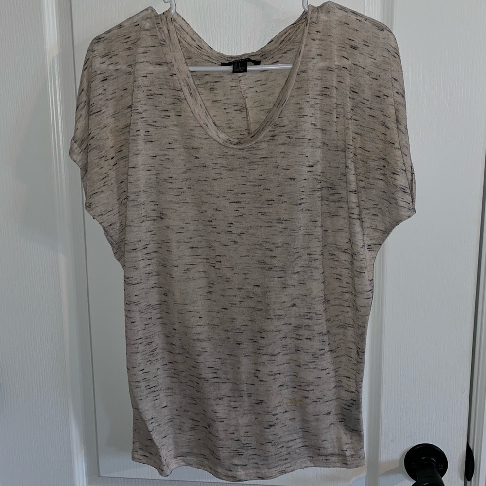 Short sleeve white and gray blouse